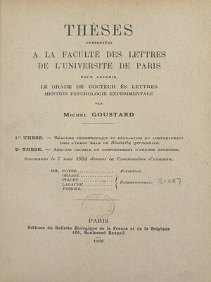 cover image of Réaction phototropique et régulation du comportement chez l'imago mâle de Blattella Germanica. Suivi de Analyse causale du comportement d'origine endogène